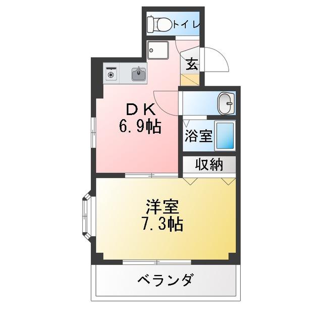 STビル(1DK/2階)の間取り写真