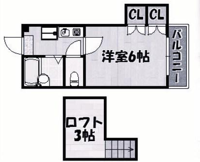 ボンジュール西明石(1K/2階)の間取り写真