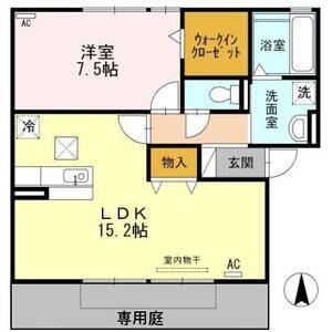 シャルマン アカネ(1LDK/1階)の間取り写真