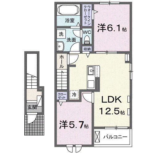 クリアネスI(2LDK/2階)の間取り写真