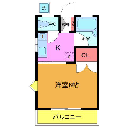 レクス入船(1K/2階)の間取り写真