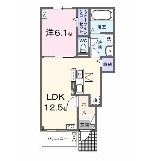 エス ウィステリア I(1LDK/1階)の間取り写真
