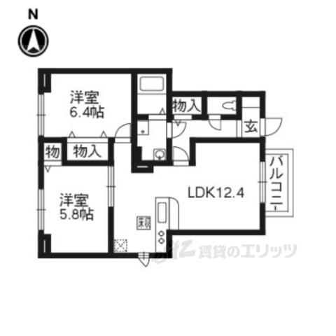 アルカザーレふじ(2LDK/1階)の間取り写真