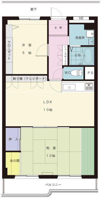ネオコーポ門真(2LDK/10階)の間取り写真