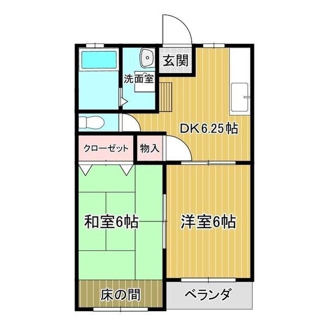 3Sつくば(2DK/2階)の間取り写真