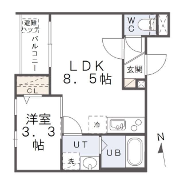 パルティーレ戸畑(1LDK/1階)の間取り写真