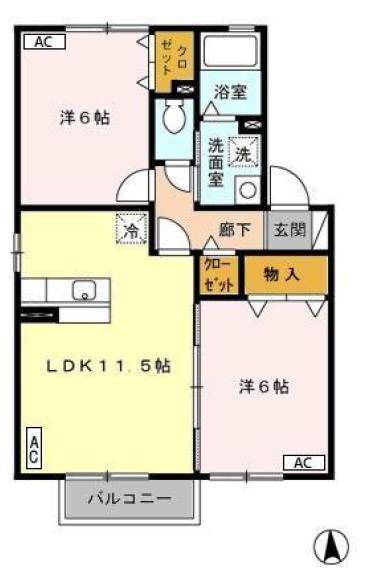 ブランソレイユ(2LDK/1階)の間取り写真
