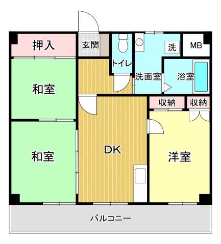 功野マンション(3DK/2階)の間取り写真