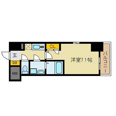 エスリード難波ステーションプラザ(1K/5階)の間取り写真