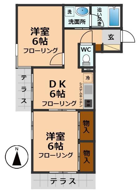 Fコート高井戸(2DK/1階)の間取り写真