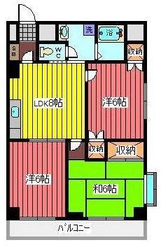 第2錦生コーポ(3DK/4階)の間取り写真