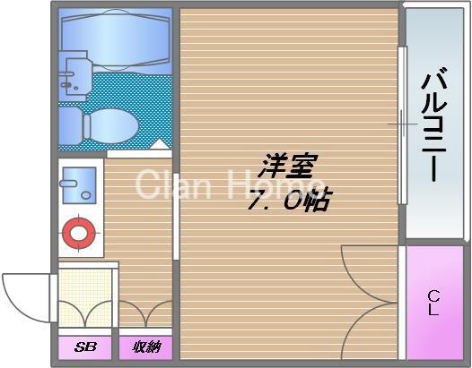 すばる若草(1K/4階)の間取り写真