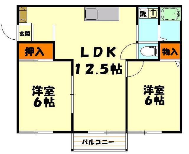 レジデンツ藤(2LDK/1階)の間取り写真