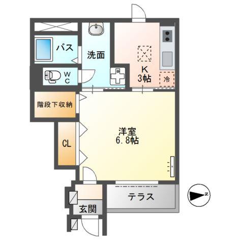 七隈3丁目(1K/1階)の間取り写真