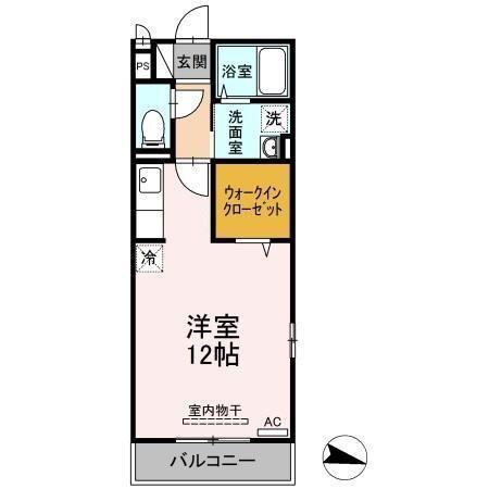 ＪＲ山陰本線 綾羅木駅 徒歩13分 2階建 築17年(ワンルーム/2階)の間取り写真