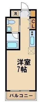 グラポール藤が丘(ワンルーム/2階)の間取り写真