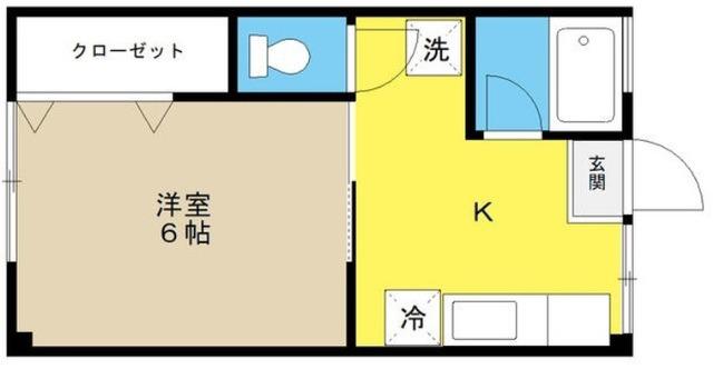 三上ビル(1K/2階)の間取り写真