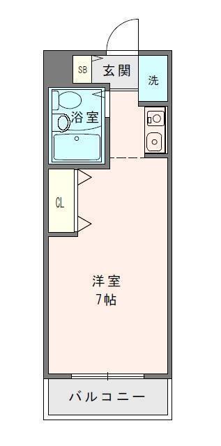 サンハイツ習志野(ワンルーム/2階)の間取り写真