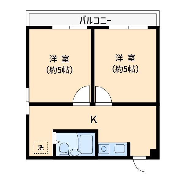 梅田ビル(2K/3階)の間取り写真