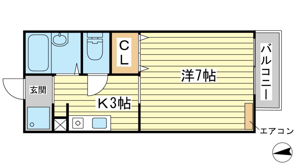 ラフィーネ赤穂 弐番館(1K/2階)の間取り写真