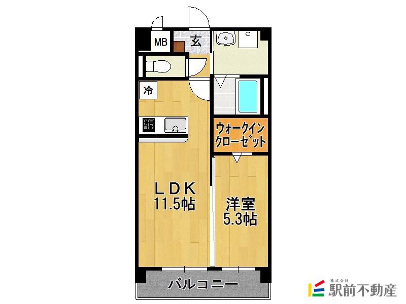 エスペランサ久留米駅前(1LDK/2階)の間取り写真