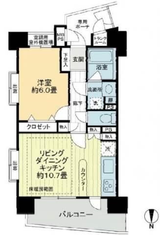 ライオンズステージ麻布(1LDK/9階)の間取り写真
