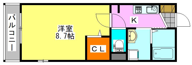 ウインドテラス大久保II(1K/3階)の間取り写真