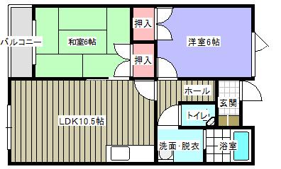 カーサ・レガーロI・II(2LDK/2階)の間取り写真