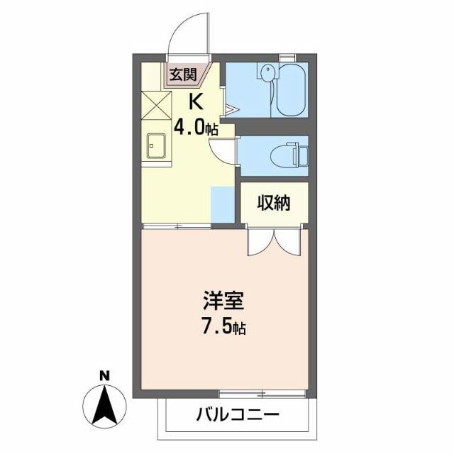 ディアス平林(1K/2階)の間取り写真