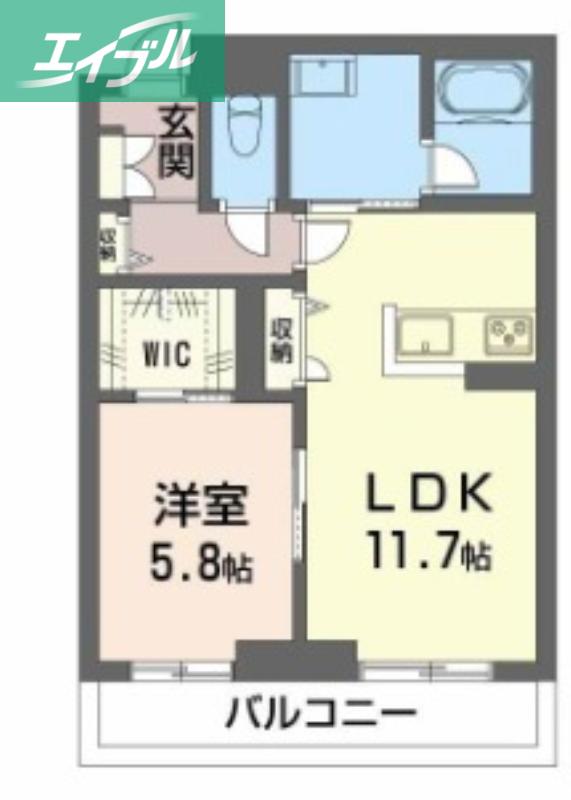 グランフィール(1LDK/2階)の間取り写真