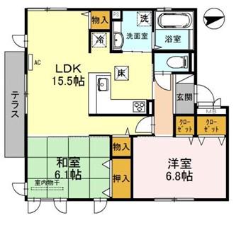 PROUD HILLS2 II(2LDK/1階)の間取り写真