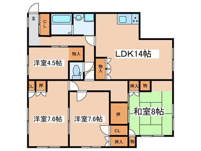 エステート武蔵野(4LDK/1階)の間取り写真