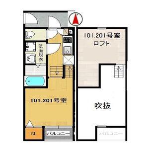 アネックス萩野町I(1K/1階)の間取り写真