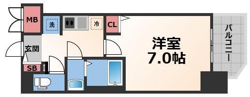 グランパシフィック新今里II(1K/4階)の間取り写真