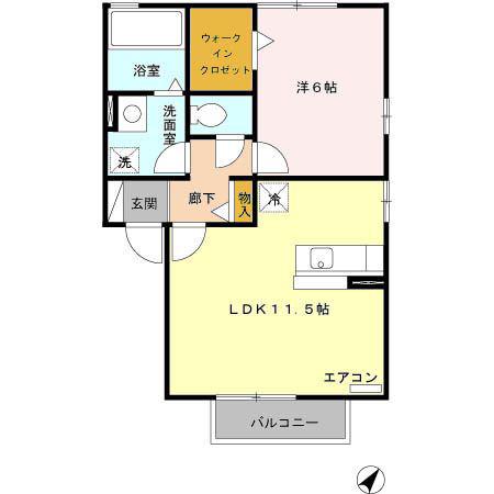 エクセルG(1LDK/2階)の間取り写真