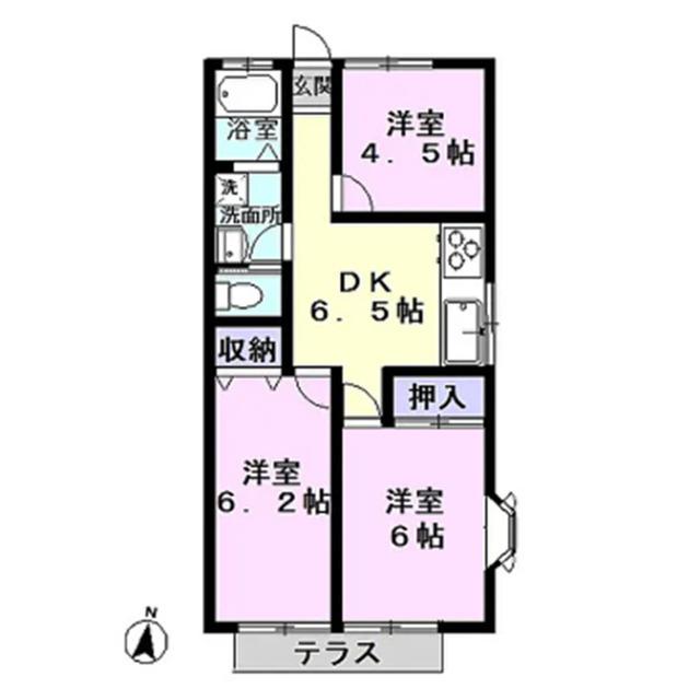 MKルーミー(3DK/1階)の間取り写真