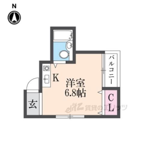 プラザ香里(ワンルーム/4階)の間取り写真