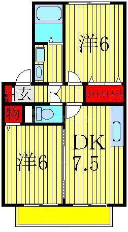 フレシール(2DK/2階)の間取り写真