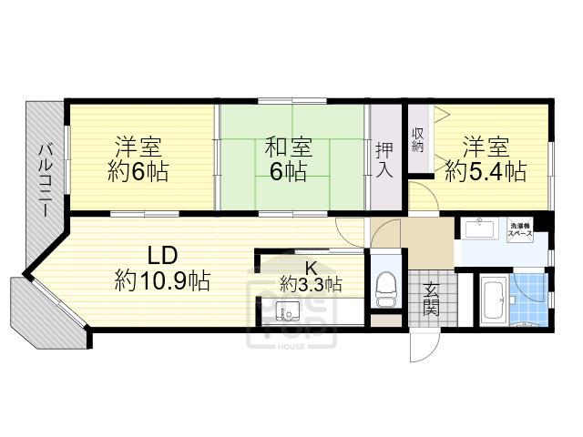 エスポワール中内(3LDK/3階)の間取り写真