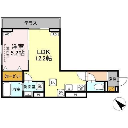 D-SOLACE新千葉(1LDK/1階)の間取り写真