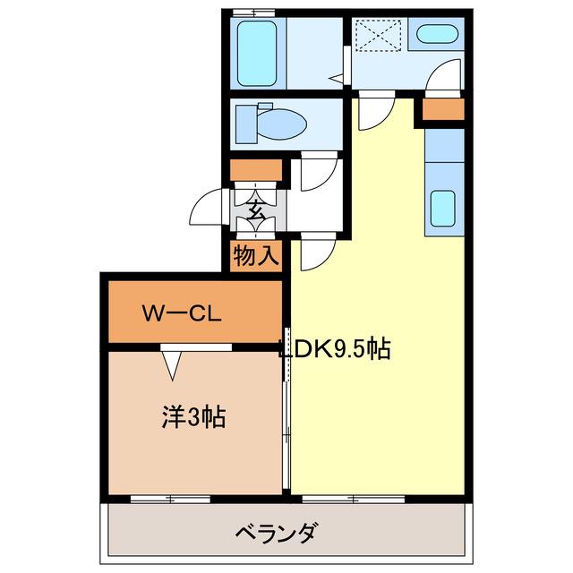 リビングタウンさくらだ(1LDK/1階)の間取り写真