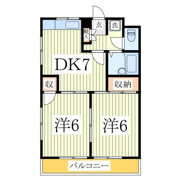 コーポCELG(2DK/2階)の間取り写真