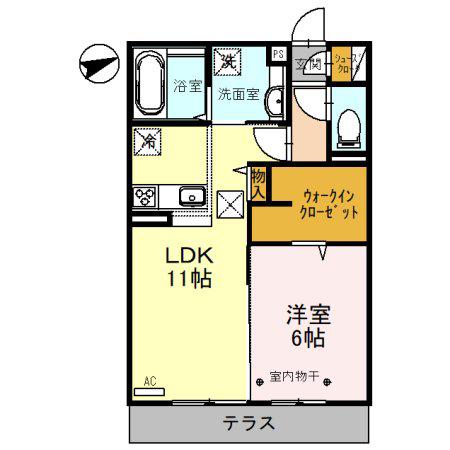 ビューテラス(1LDK/1階)の間取り写真
