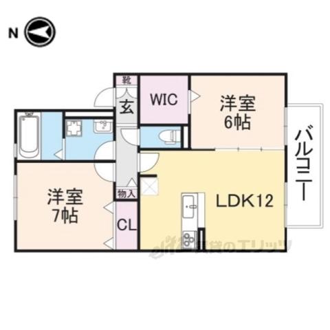 リビングタウン四条大路B(2LDK/2階)の間取り写真