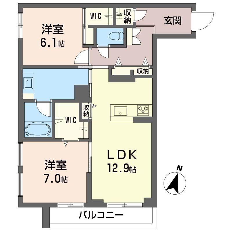 KSII(2LDK/2階)の間取り写真
