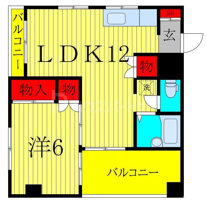 RIBEIRAI(2DK/3階)の間取り写真