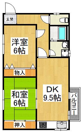 栄町ハイツ(2LDK/2階)の間取り写真