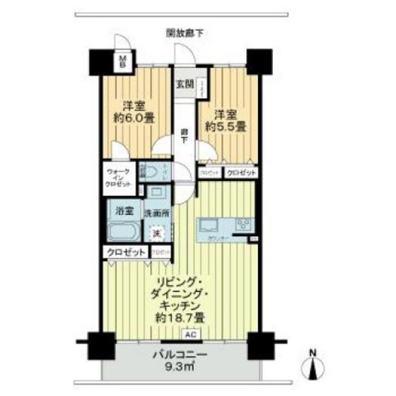 アルファライフ高柳(2LDK/8階)の間取り写真