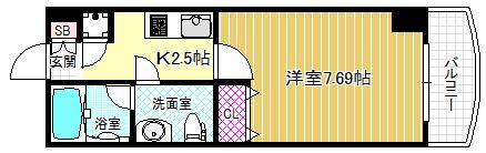 ライブコート北梅田(1K/11階)の間取り写真