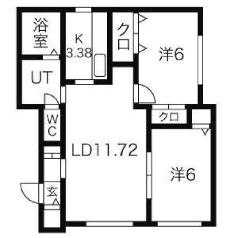 コンフォート中の島VI(2LDK/1階)の間取り写真